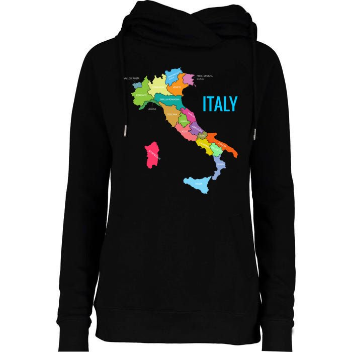 Map Of Italy Womens Funnel Neck Pullover Hood