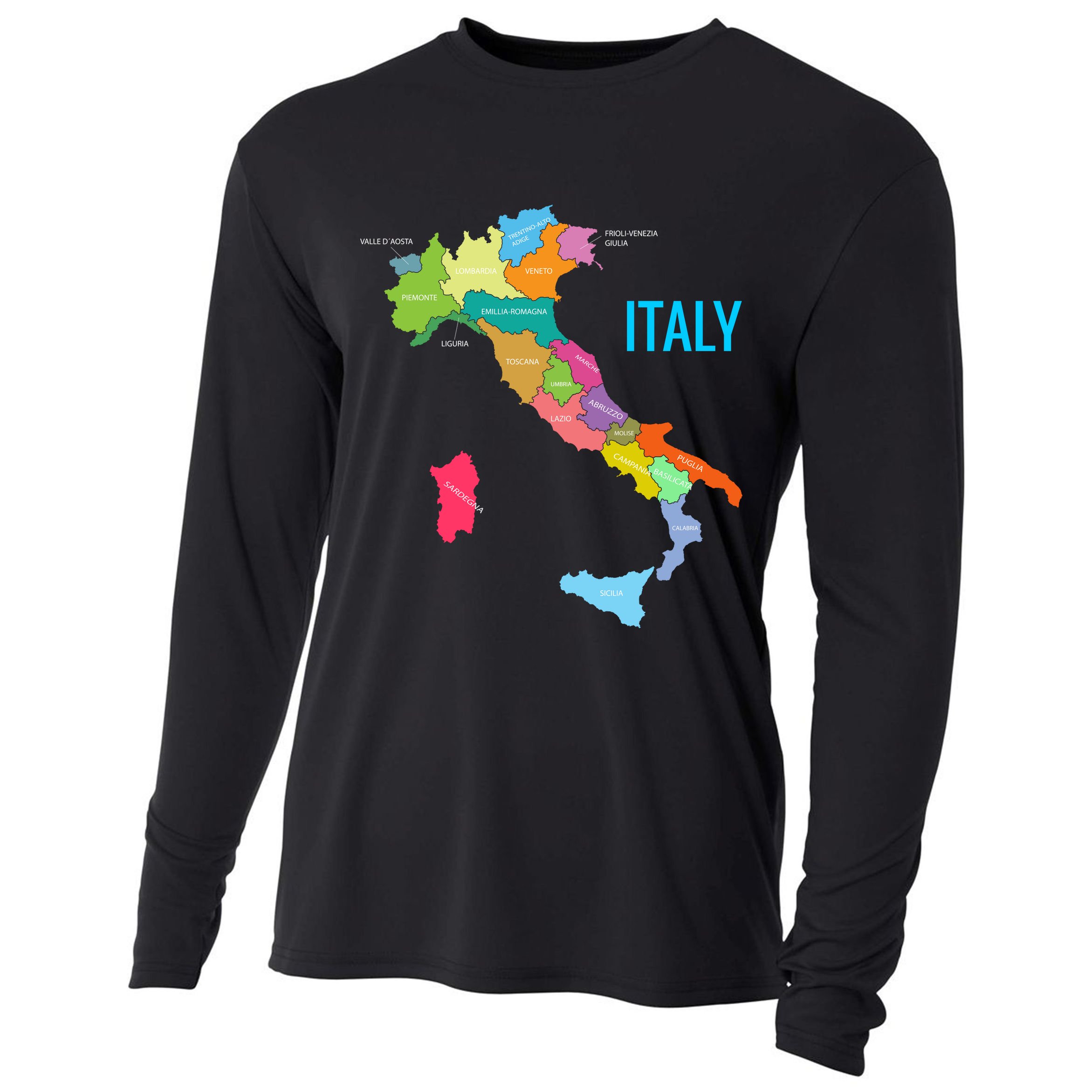 Map Of Italy Cooling Performance Long Sleeve Crew