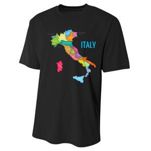 Map Of Italy Performance Sprint T-Shirt