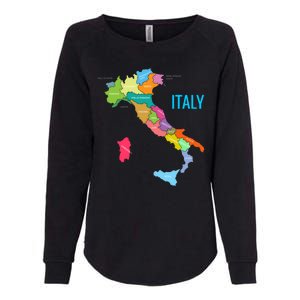 Map Of Italy Womens California Wash Sweatshirt