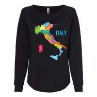 Map Of Italy Womens California Wash Sweatshirt