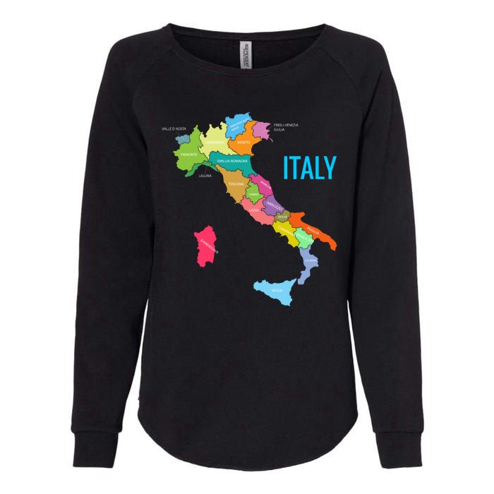 Map Of Italy Womens California Wash Sweatshirt