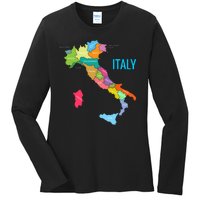 Map Of Italy Ladies Long Sleeve Shirt