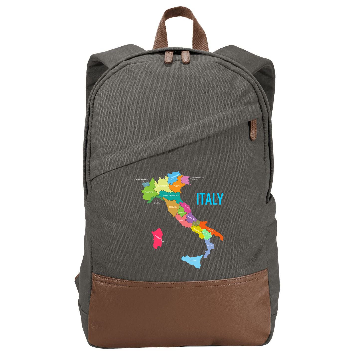 Map Of Italy Cotton Canvas Backpack