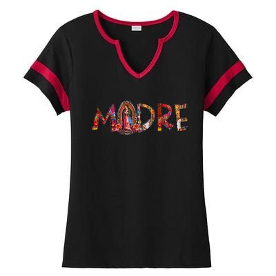 Madre Our Lady Virgen De Guadalupe Abuela Latina Mexican Ladies Halftime Notch Neck Tee