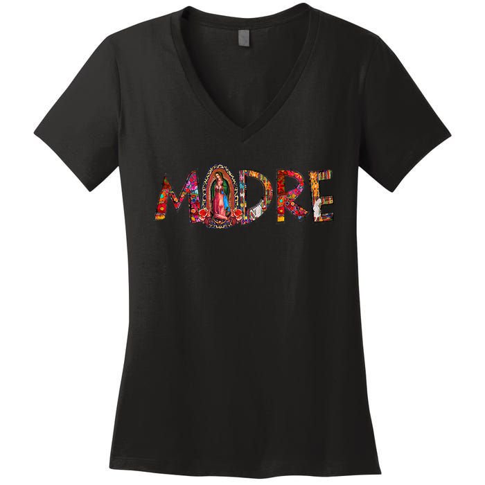 Madre Our Lady Virgen De Guadalupe Abuela Latina Mexican Women's V-Neck T-Shirt