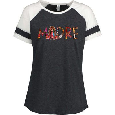 Madre Our Lady Virgen De Guadalupe Abuela Latina Mexican Enza Ladies Jersey Colorblock Tee