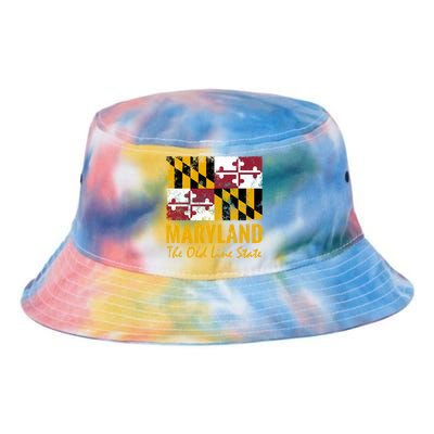 Maryland Old Line State Vintage Flag Funny Gift Tie Dye Newport Bucket Hat