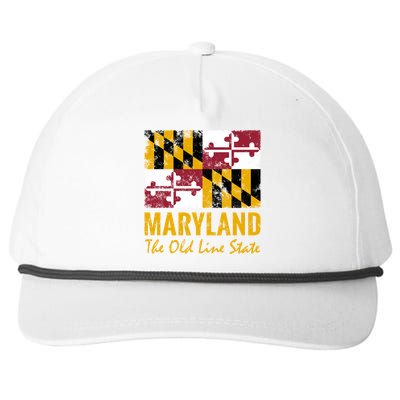 Maryland Old Line State Vintage Flag Funny Gift Snapback Five-Panel Rope Hat