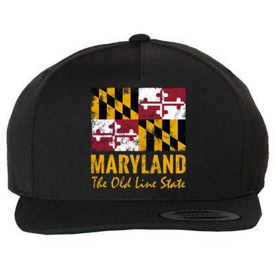 Maryland Old Line State Vintage Flag Funny Gift Wool Snapback Cap