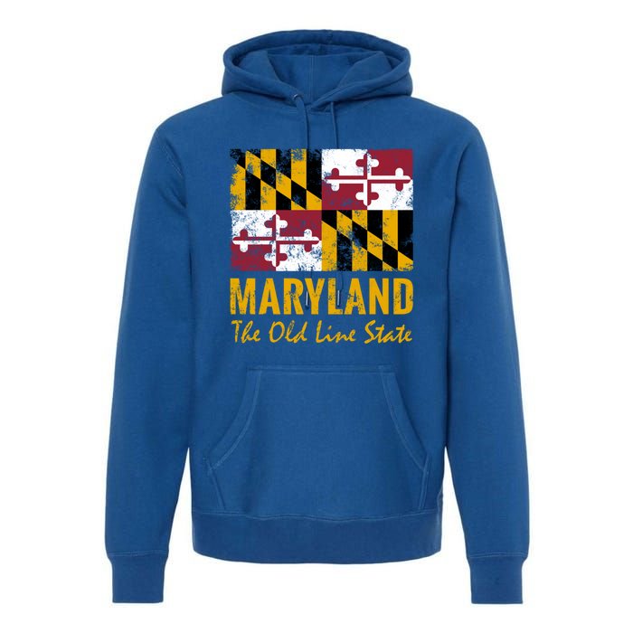 Maryland Old Line State Vintage Flag Funny Gift Premium Hoodie