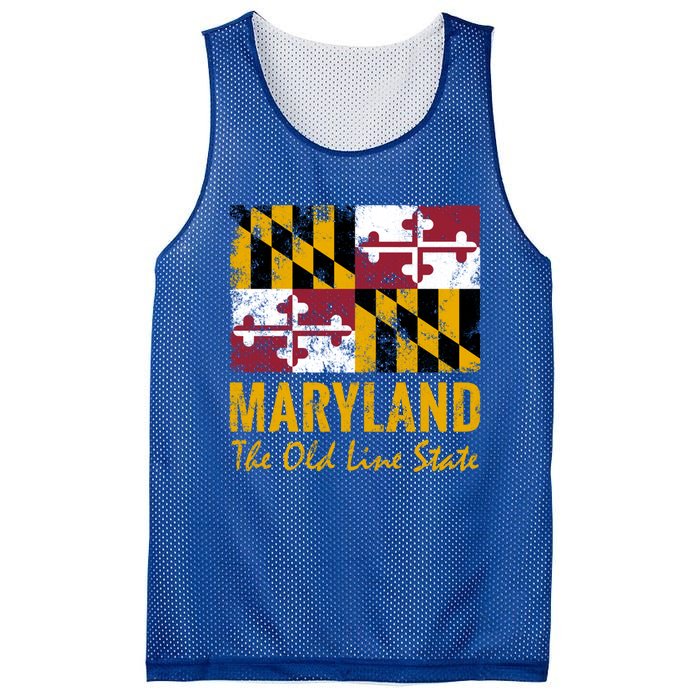 Maryland Old Line State Vintage Flag Funny Gift Mesh Reversible Basketball Jersey Tank