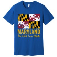 Maryland Old Line State Vintage Flag Funny Gift Premium T-Shirt