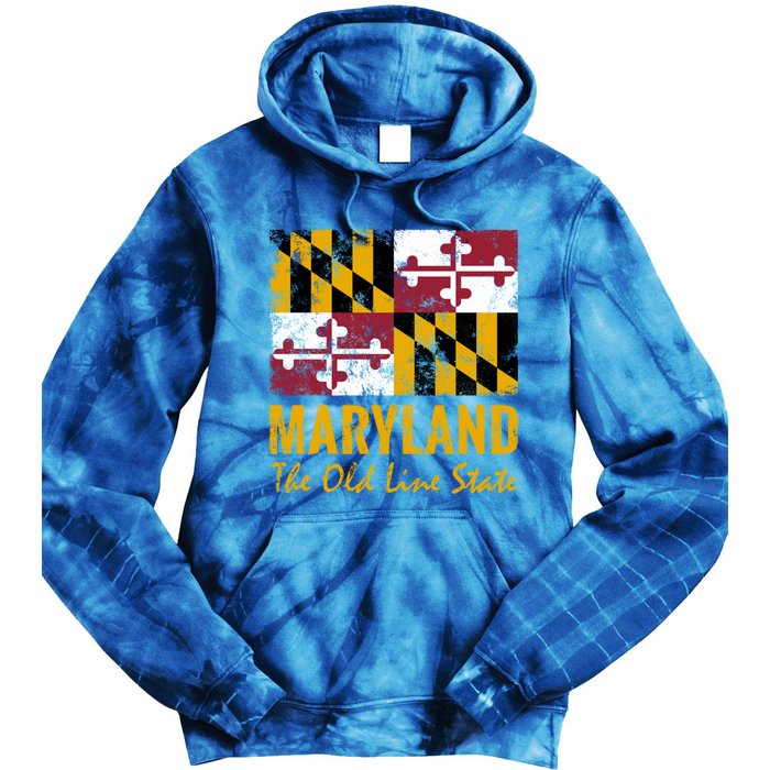 Maryland Old Line State Vintage Flag Funny Gift Tie Dye Hoodie