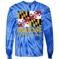 Maryland Old Line State Vintage Flag Funny Gift Tie-Dye Long Sleeve Shirt