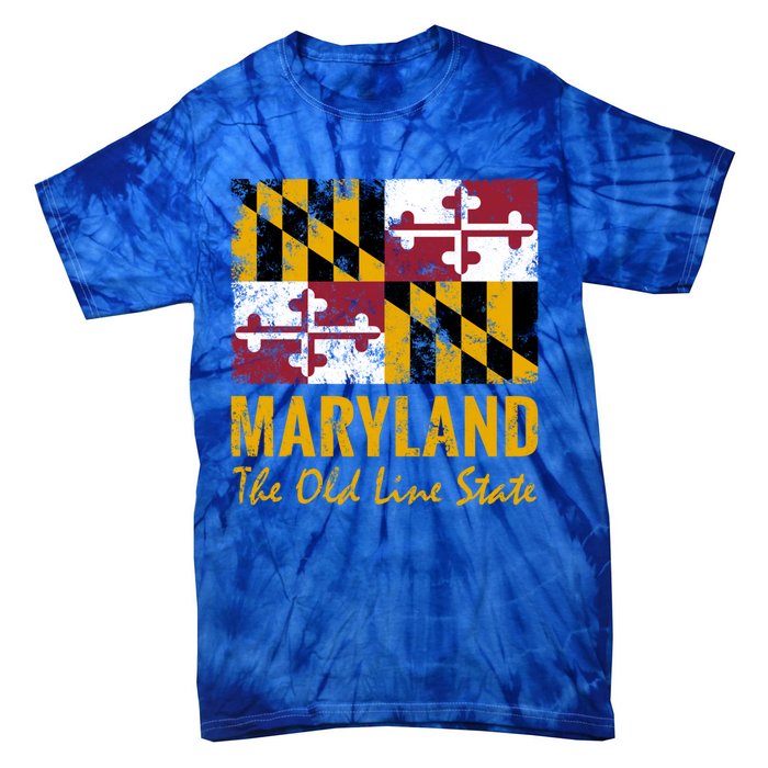 Maryland Old Line State Vintage Flag Funny Gift Tie-Dye T-Shirt