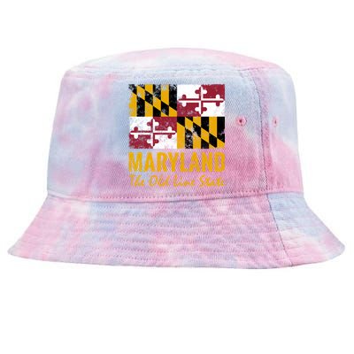 Maryland Old Line State Vintage Flag Funny Gift Tie-Dyed Bucket Hat