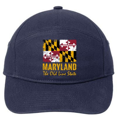 Maryland Old Line State Vintage Flag Funny Gift 7-Panel Snapback Hat