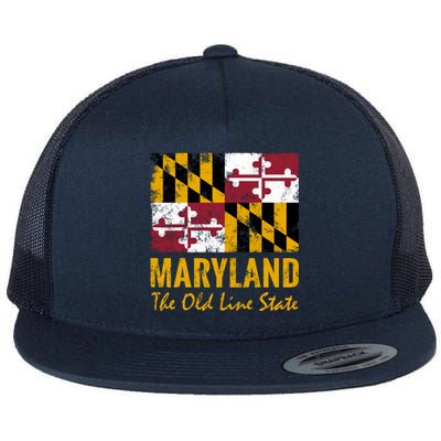 Maryland Old Line State Vintage Flag Funny Gift Flat Bill Trucker Hat