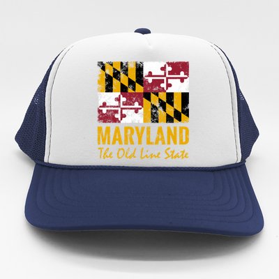 Maryland Old Line State Vintage Flag Funny Gift Trucker Hat