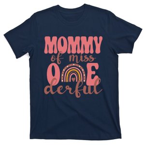 Mommy Of Little Miss Onederful 1st Bday Boho Rainbow T-Shirt