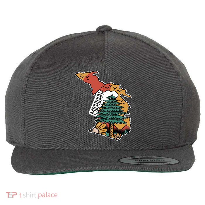 Michigan Outdoor Life Wool Snapback Cap