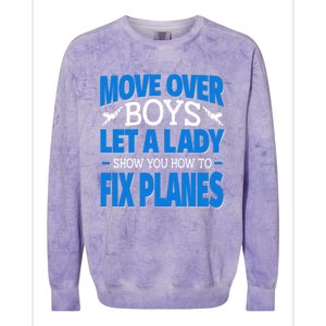 Move Over Lady Airplane Mechanic Funny Gift Colorblast Crewneck Sweatshirt