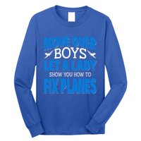 Move Over Lady Airplane Mechanic Funny Gift Long Sleeve Shirt