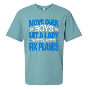 Move Over Lady Airplane Mechanic Funny Gift Sueded Cloud Jersey T-Shirt