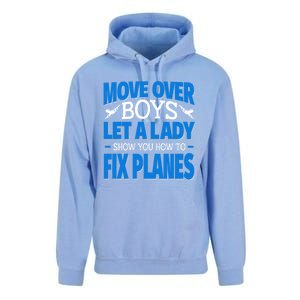 Move Over Lady Airplane Mechanic Funny Gift Unisex Surf Hoodie