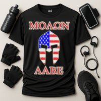 Molon Labe American Flag Spartan Helmet Greek Come and Take Cooling Performance Crew T-Shirt