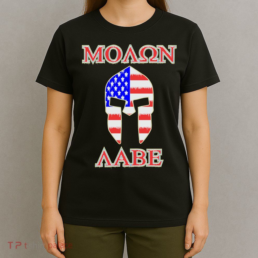 Molon Labe American Flag Spartan Helmet Greek Come and Take T-Shirt