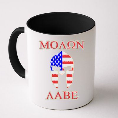 Molon Labe American Flag Spartan Helmet Greek Come and Take Mug