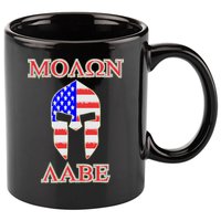 Molon Labe American Flag Spartan Helmet Greek Come and Take 11oz C Handle Ceramic Mug