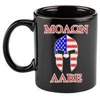 Molon Labe American Flag Spartan Helmet Greek Come and Take 11oz C Handle Ceramic Mug