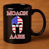 Molon Labe American Flag Spartan Helmet Greek Come and Take 11oz C Handle Ceramic Mug