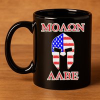Molon Labe American Flag Spartan Helmet Greek Come and Take 11oz C Handle Ceramic Mug