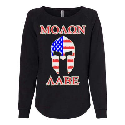 Molon Labe American Flag Spartan Helmet Greek Come and Take Womens California Wash Sweatshirt