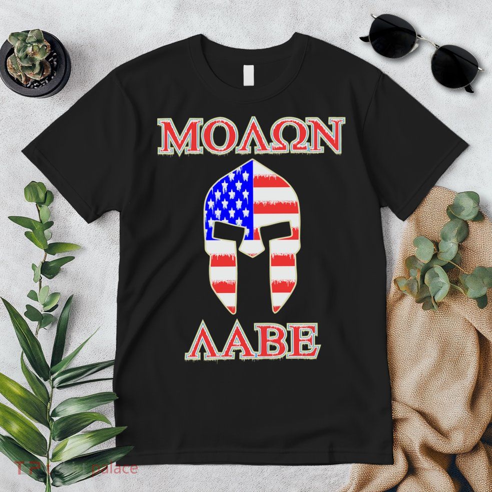 Molon Labe American Flag Spartan Helmet Greek Come and Take Premium T-Shirt