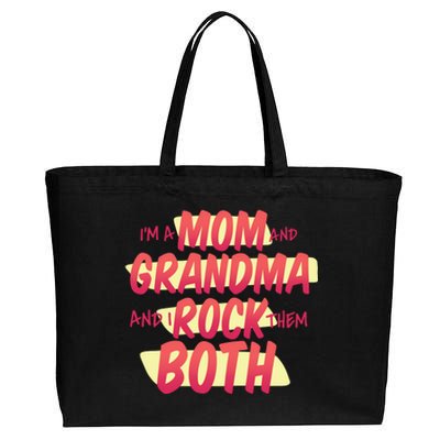 Mom And Grandma Rock Them Both Cotton Canvas Jumbo Tote