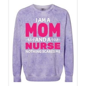 Mom and Nurse Nothing Scares Me Colorblast Crewneck Sweatshirt