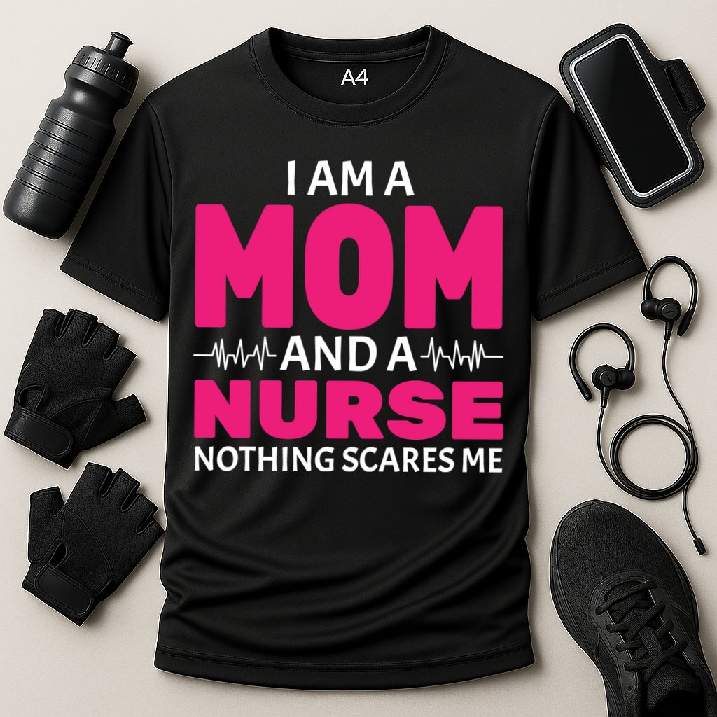 Mom and Nurse Nothing Scares Me Cooling Performance Crew T-Shirt