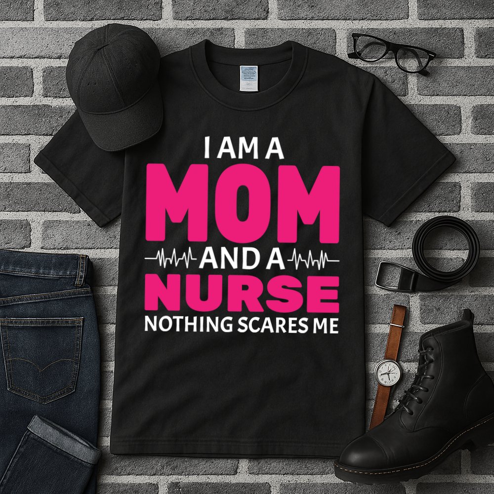 Mom and Nurse Nothing Scares Me Tall T-Shirt
