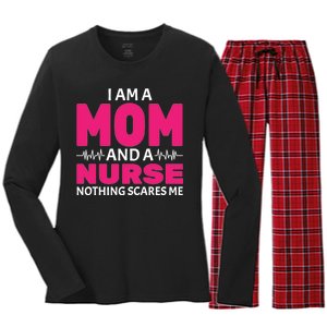 Mom and Nurse Nothing Scares Me Women's Long Sleeve Flannel Pajama Set 