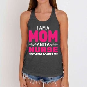 Mom and Nurse Nothing Scares Me Women's Knotted Racerback Tank