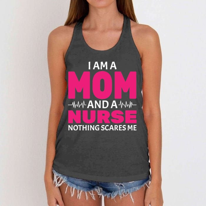 Mom and Nurse Nothing Scares Me Women's Knotted Racerback Tank