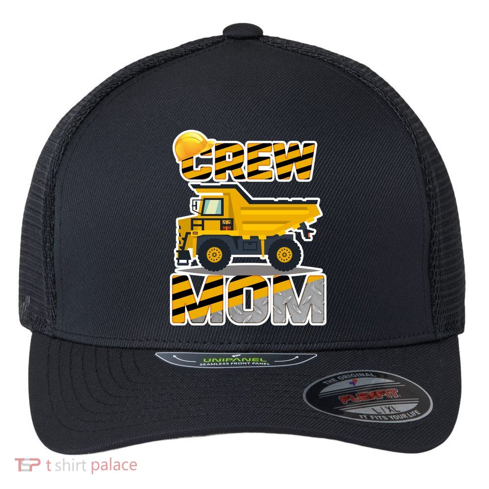 Mom Birthday Crew Construction Party Flexfit Unipanel Trucker Cap