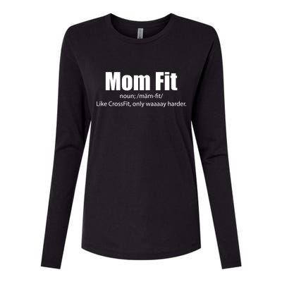 Mom Fit Like CrossFit But Waaaay Harder Womens Cotton Relaxed Long Sleeve T-Shirt