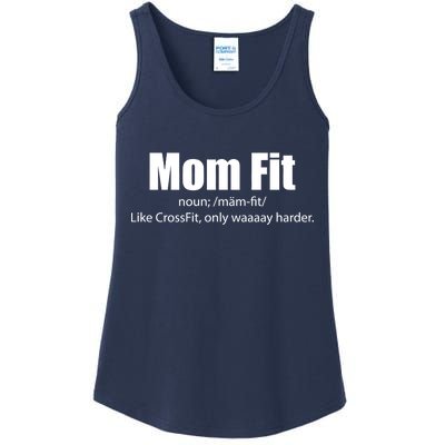 Mom Fit Like CrossFit But Waaaay Harder Ladies Essential Tank