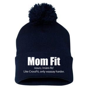 Mom Fit Like CrossFit But Waaaay Harder Pom Pom 12in Knit Beanie